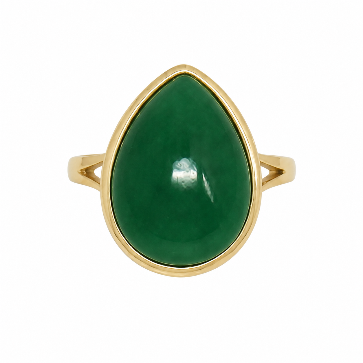 14K Pear-Shaped Jade Ring