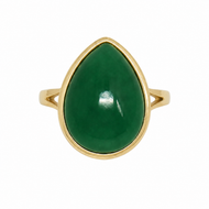 14K Pear-Shaped Jade Ring