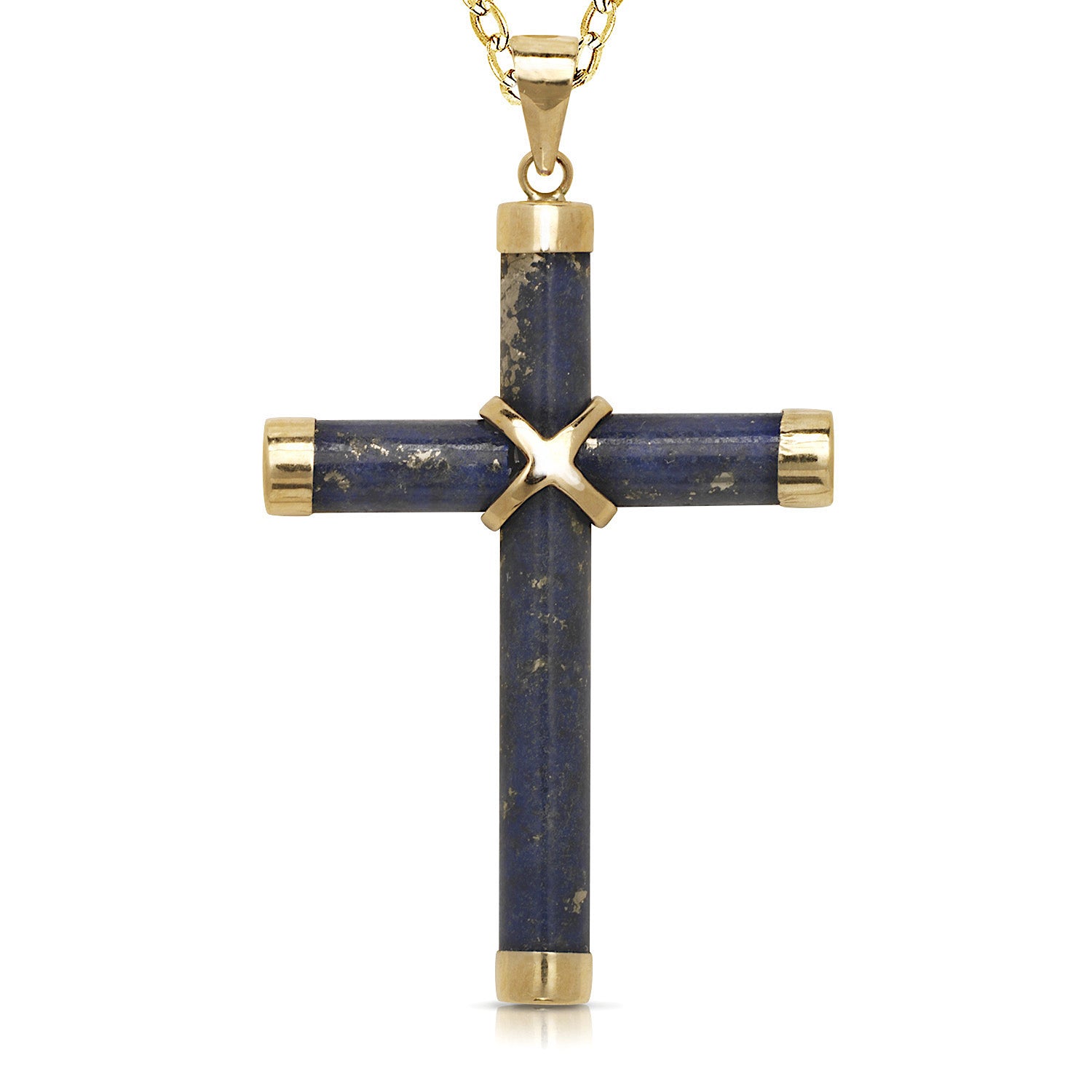14K Gold Small Jade Cross Pendant