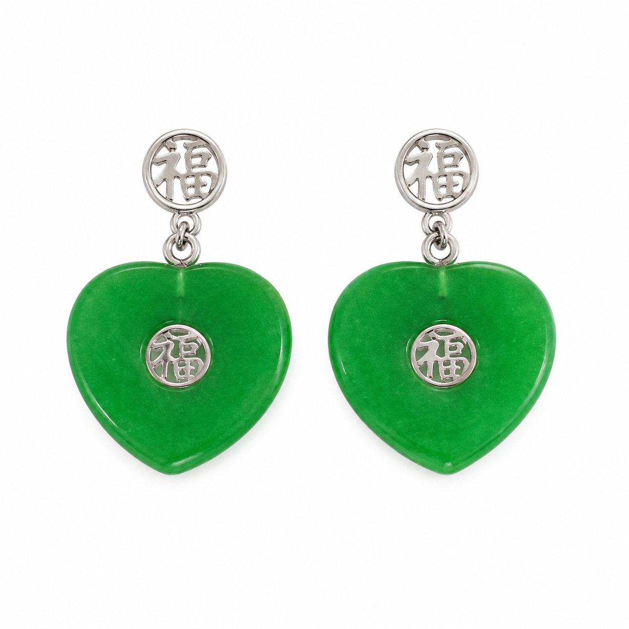 Sterling Silver Good Luck Heart Earrings