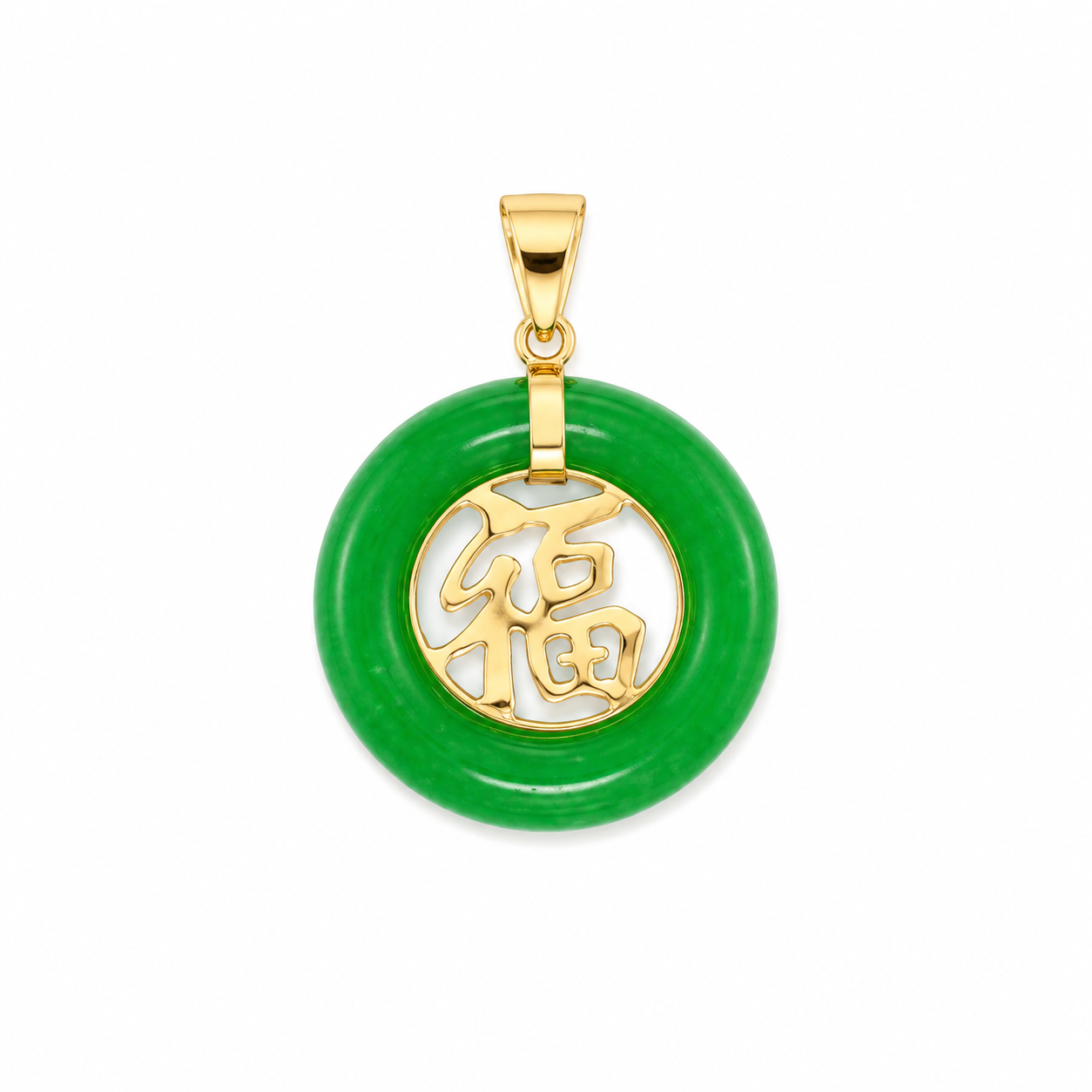 14K Small Round Good Luck Charm Pendant