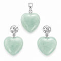 Sterling Silver Small Jade Heart Set