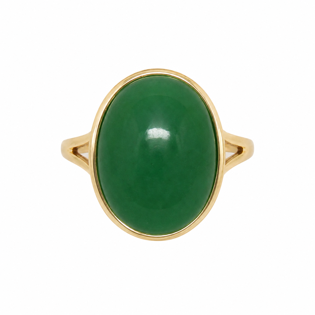 14K Oval-Shaped Jade Ring
