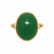 14K Oval-Shaped Jade Ring