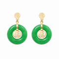 14K Small Round Good Luck Charm Earrings