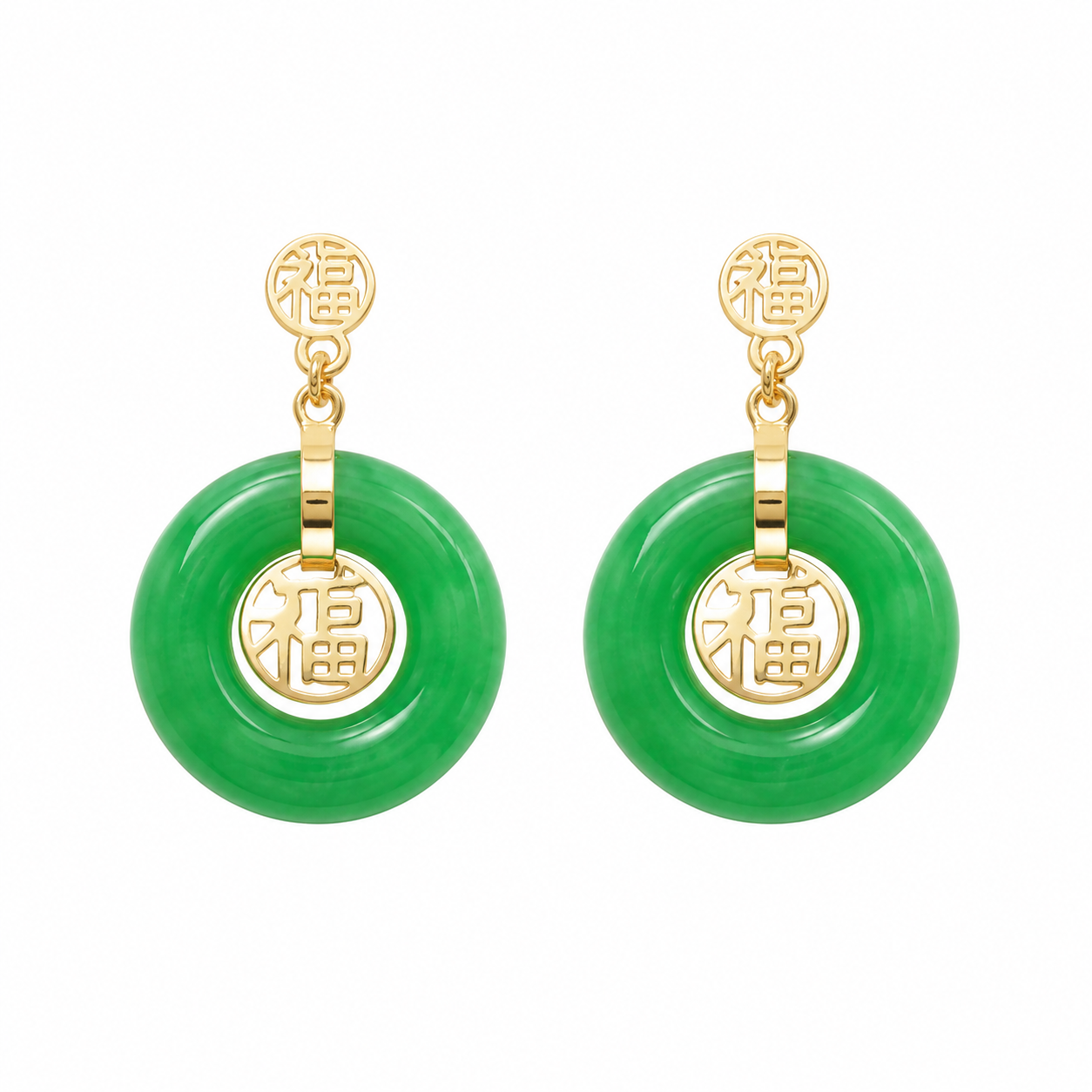 14K Small Round Good Luck Charm Earrings