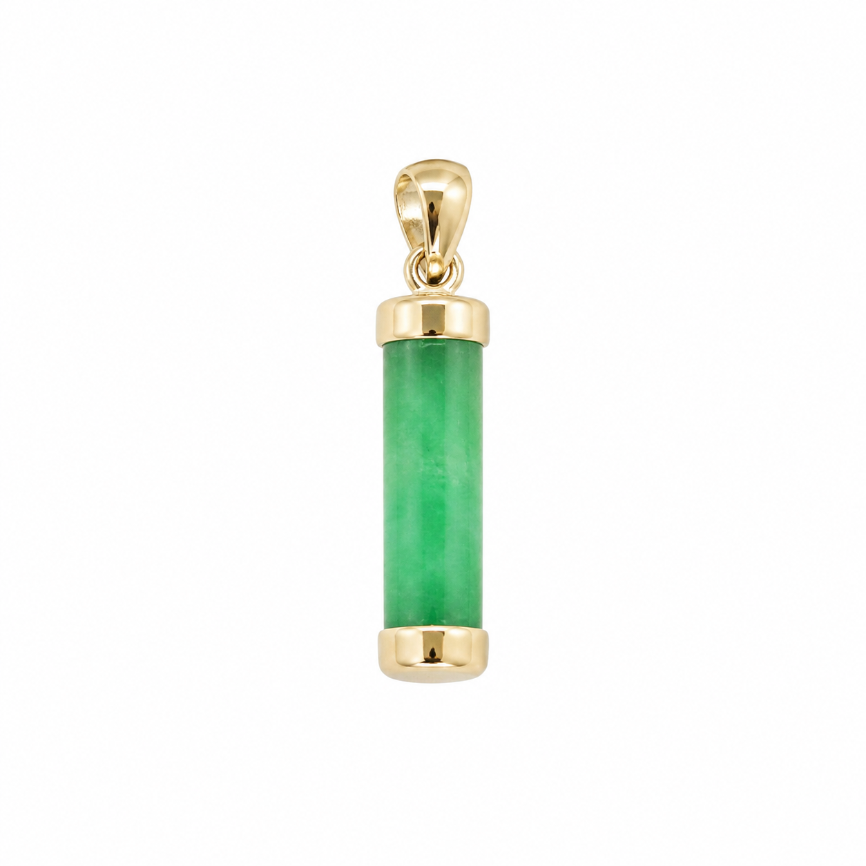 14K Gold Jade Cylinder Pendant