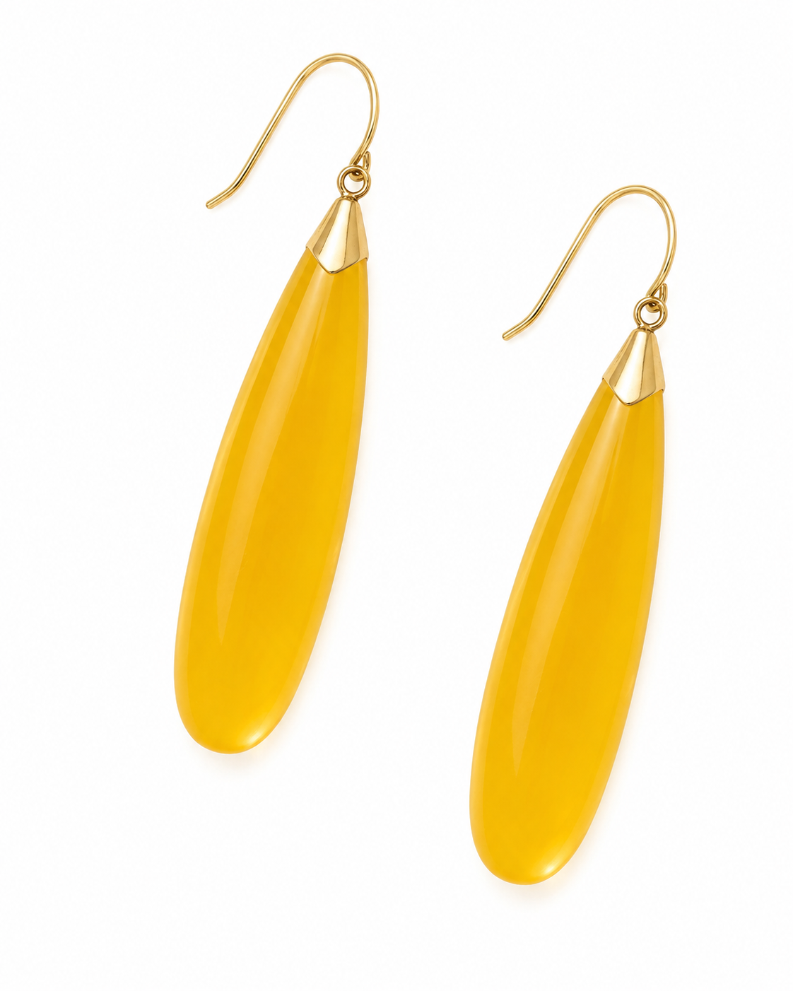 14K Gold Flat Jade Teardrop Earrings