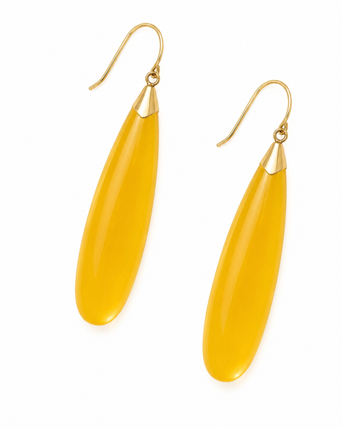 14K Gold Flat Jade Teardrop Earrings