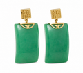 14K Gold Good Luck Curved Rectangle Earrings