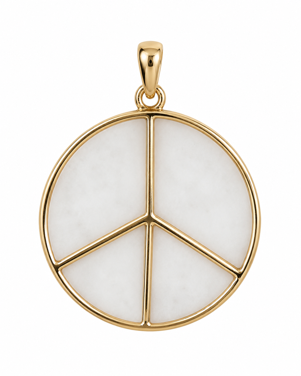 14K Gold Thin Peace Sign Pendant