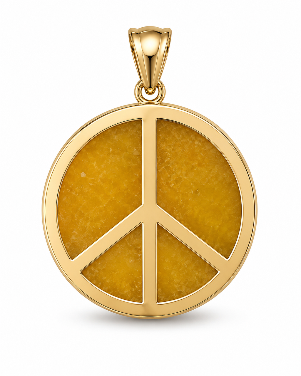 14K Gold Thick Peace Sign Pendant