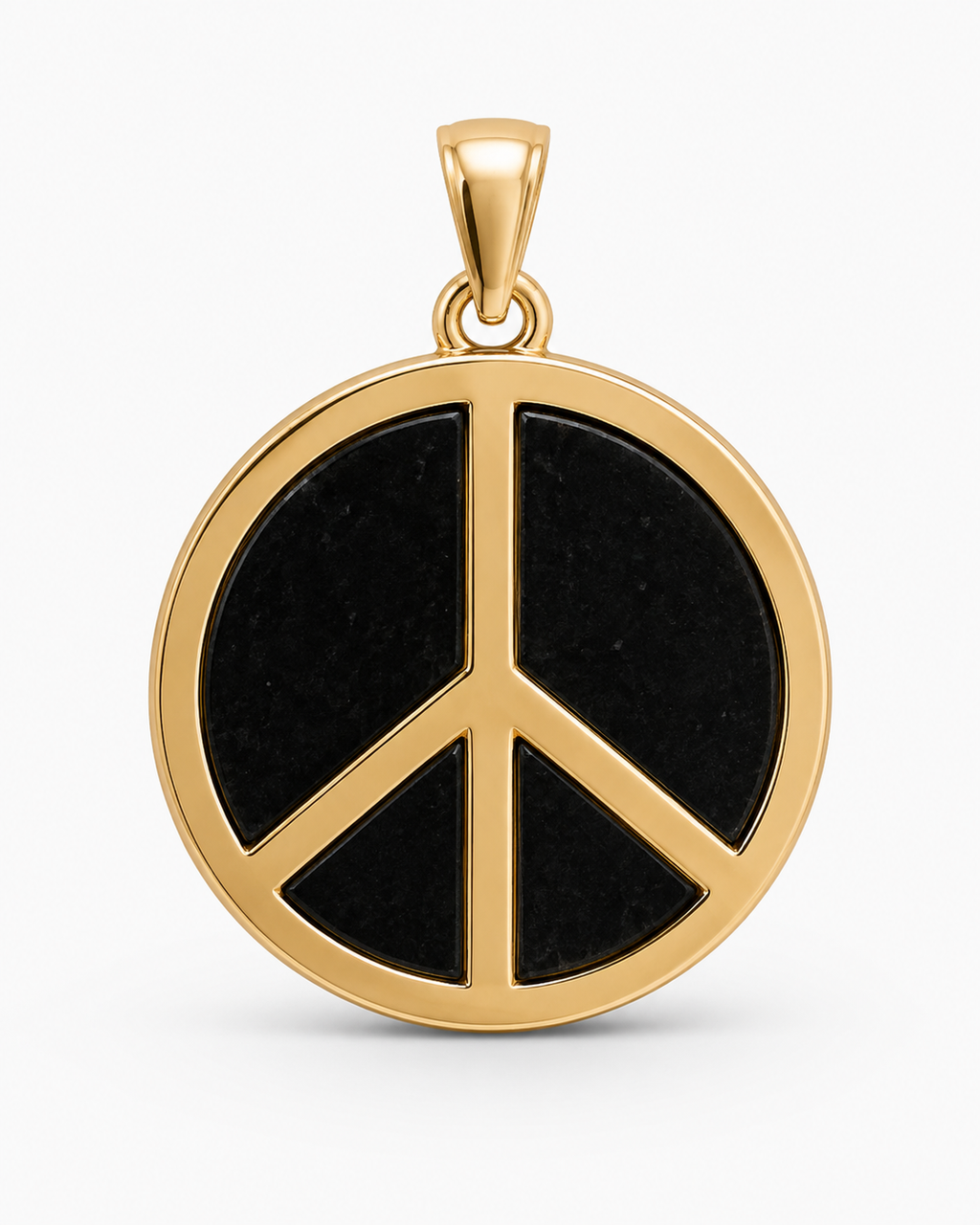 14K Gold Thick Peace Sign Pendant