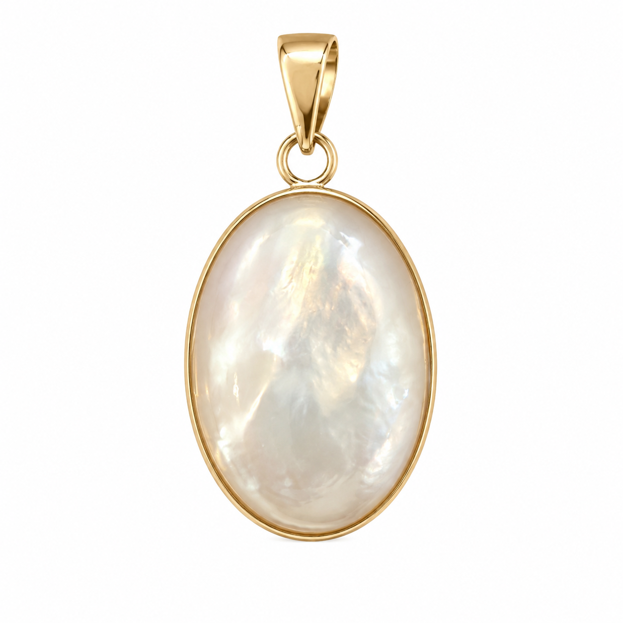 14K Small Jade Oval Bordered Pendant