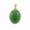 14K Small Jade Oval Bordered Pendant
