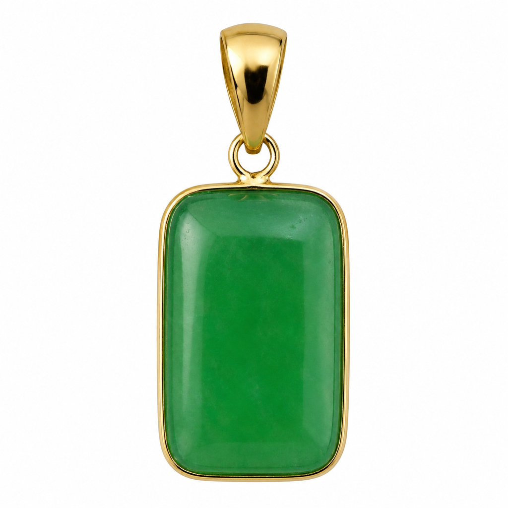 14K Gold Rectangular Bordered Pendant