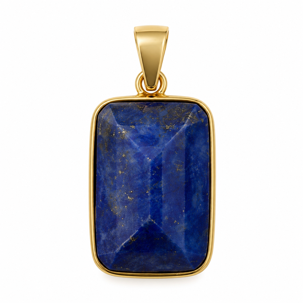 14K Gold Rectangular Bordered Pendant