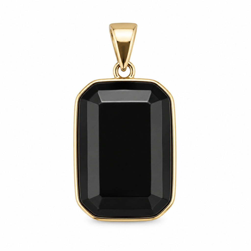 14K Gold Rectangular Bordered Pendant