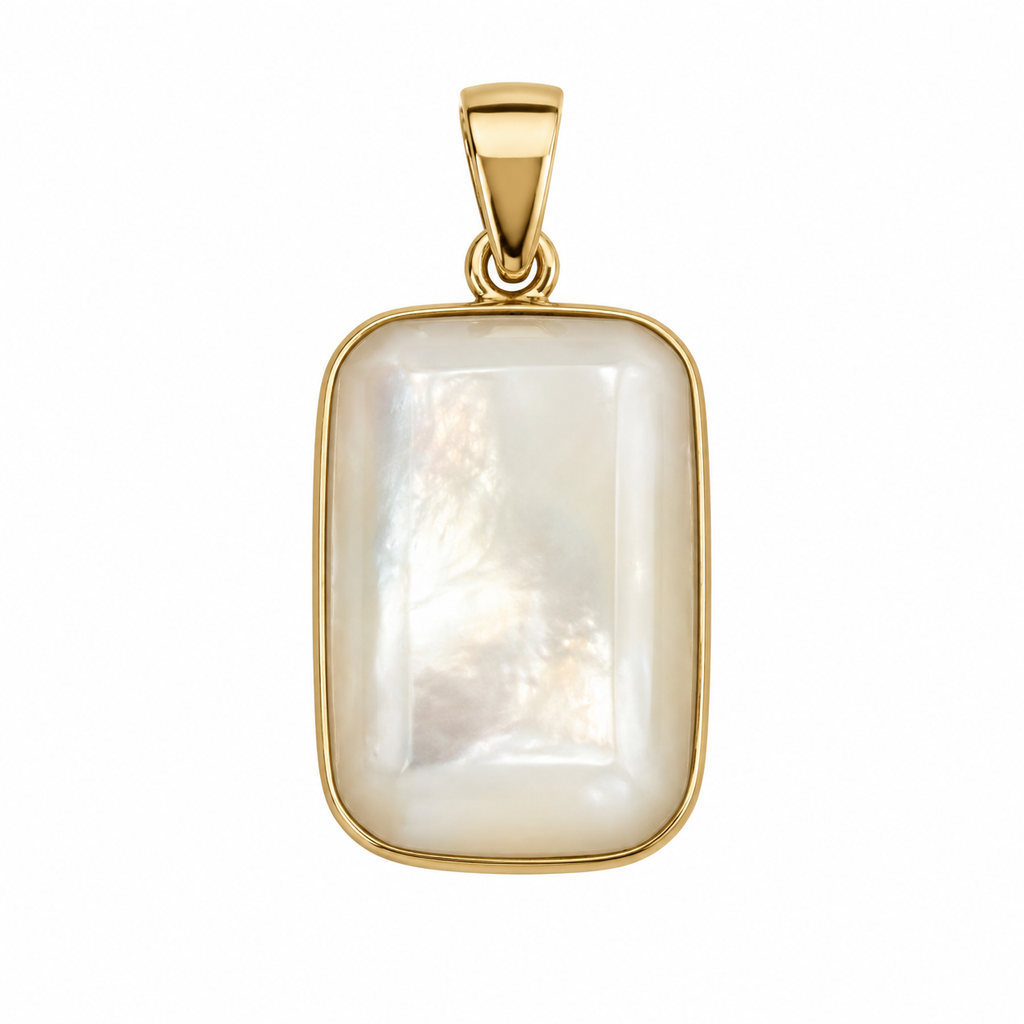 14K Gold Rectangular Bordered Pendant