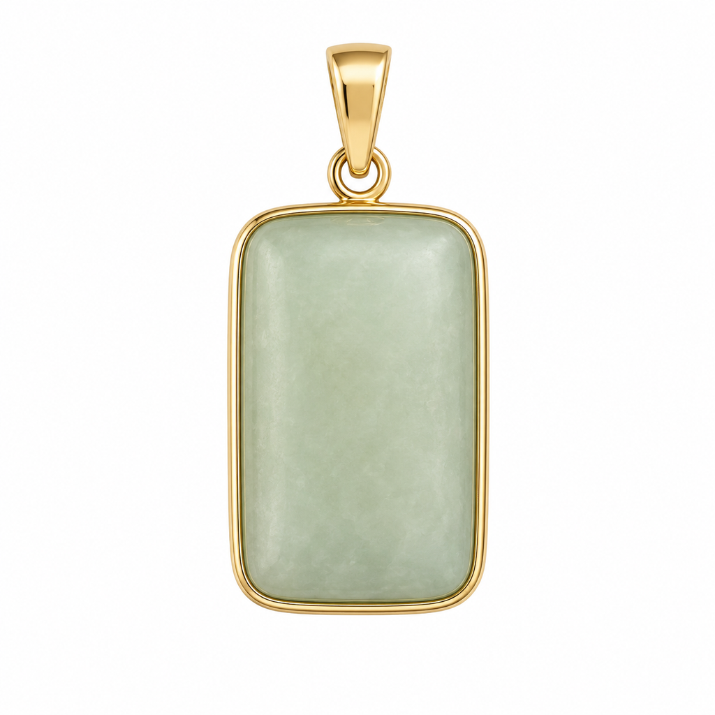14K Gold Rectangular Bordered Pendant