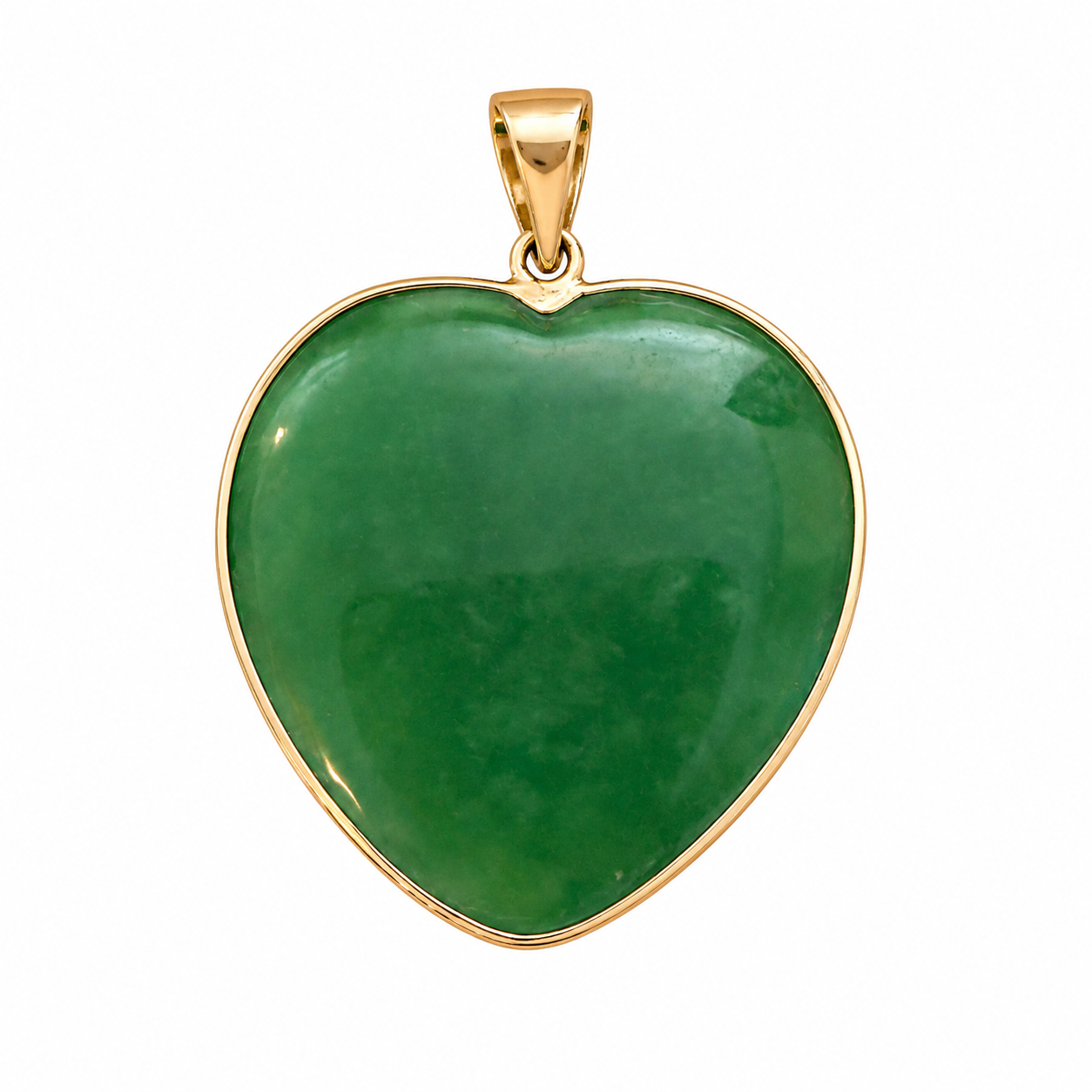 14k Jade heart bordered pendant