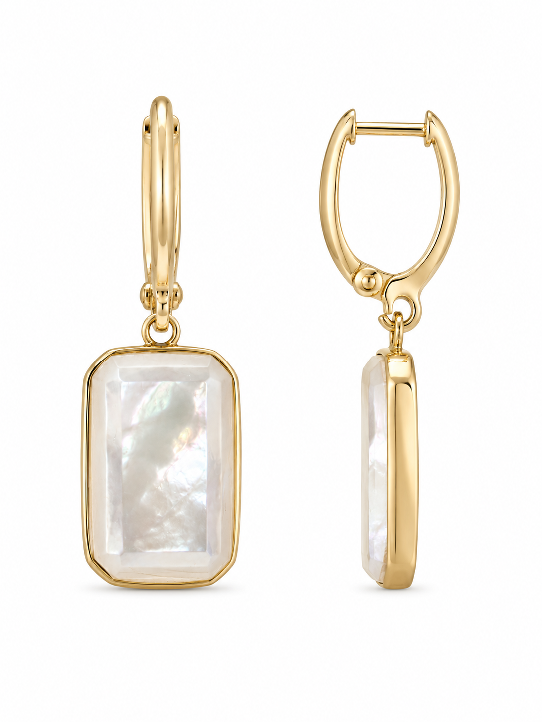 14K Gold U-Shaped Rectangle Earrings