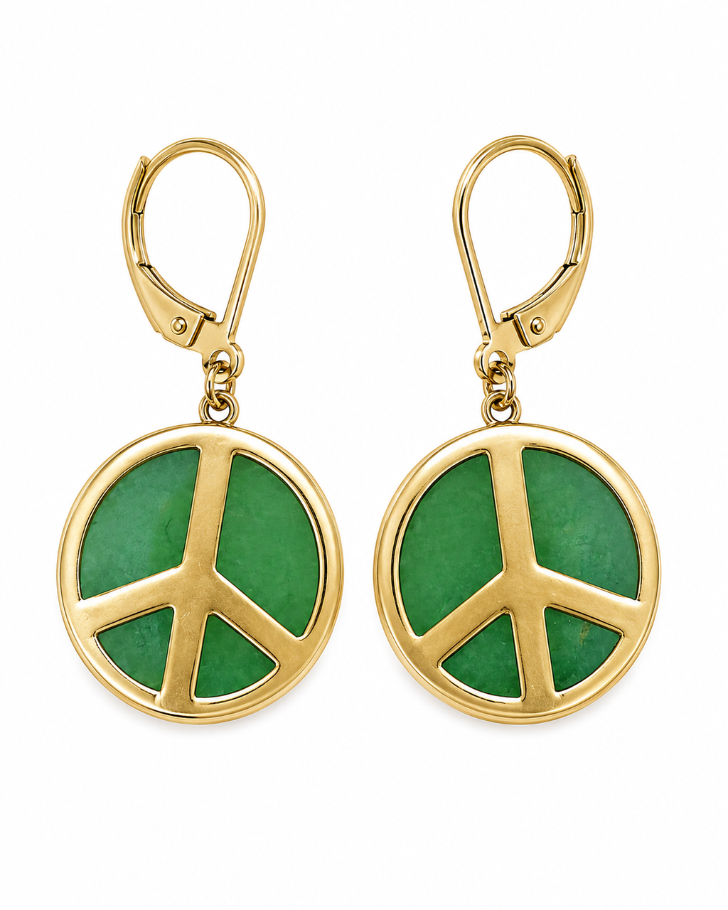 14K Gold Lever Back Peace Earrings