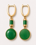 14K Gold Cylinder Round U-Shaped Earrings