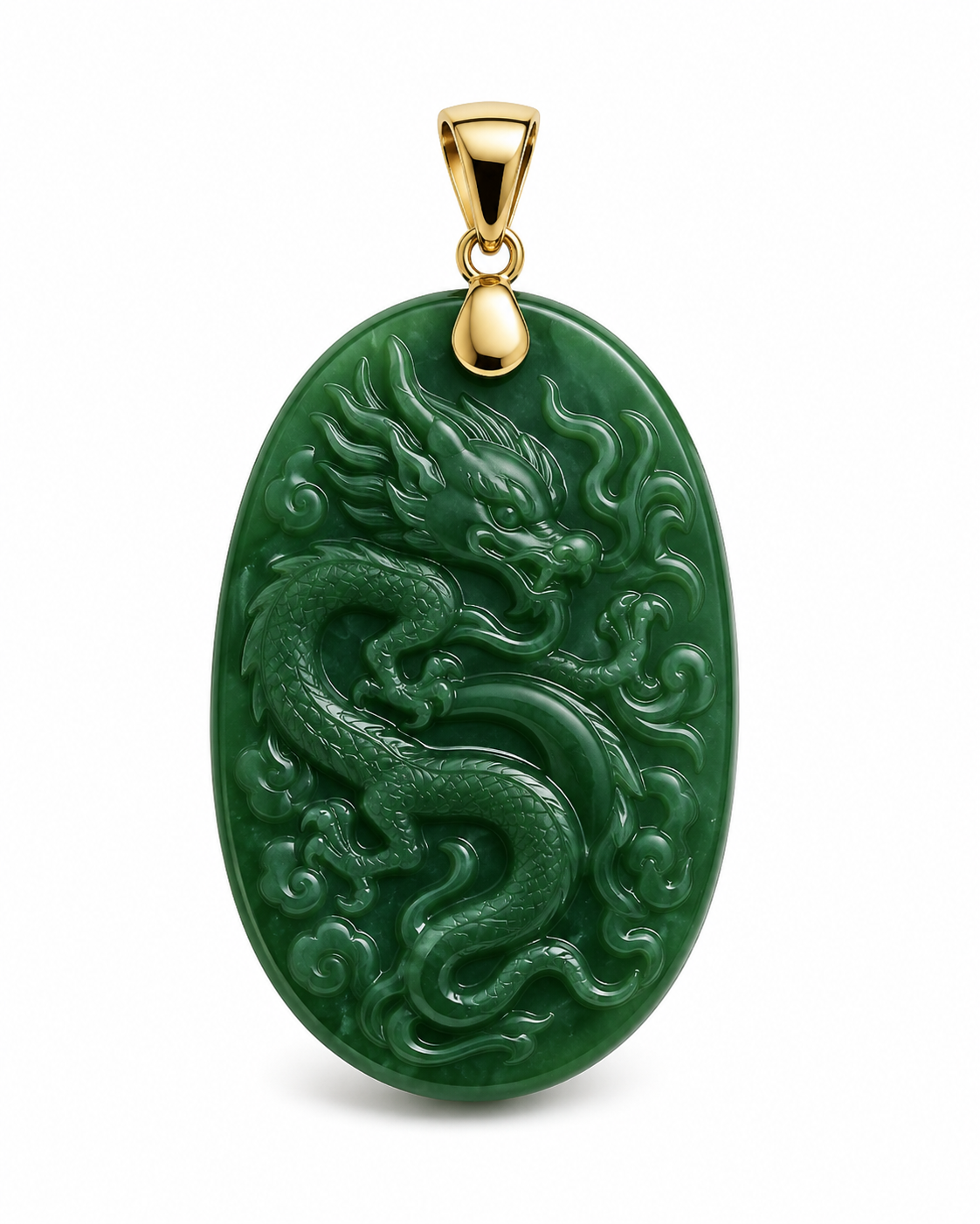 14K Dragon Carving Pendant