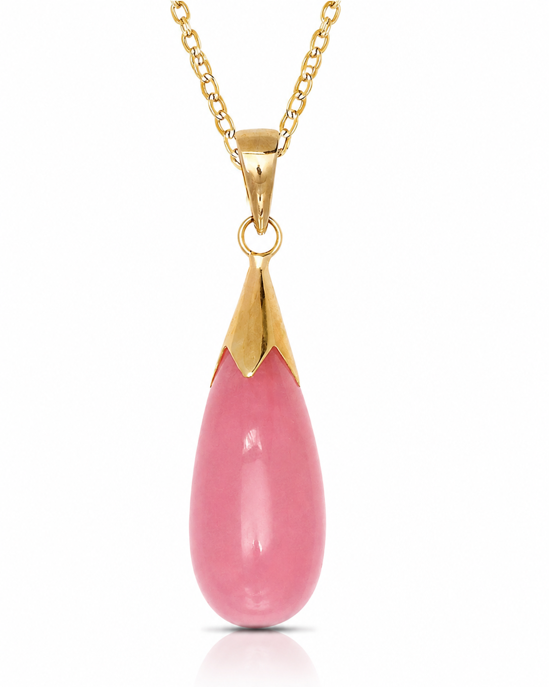 14K Gold Jade Teardrop Pendant