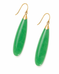 14K Gold Flat Jade Teardrop Earrings