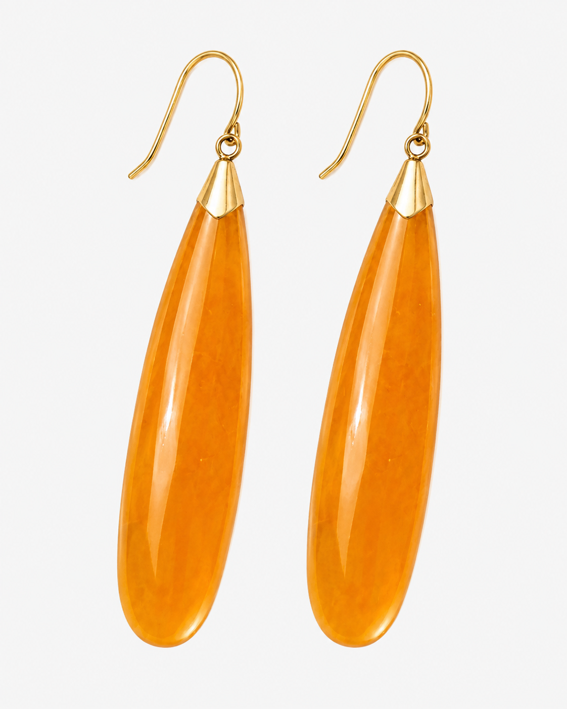 14K Gold Flat Jade Teardrop Earrings
