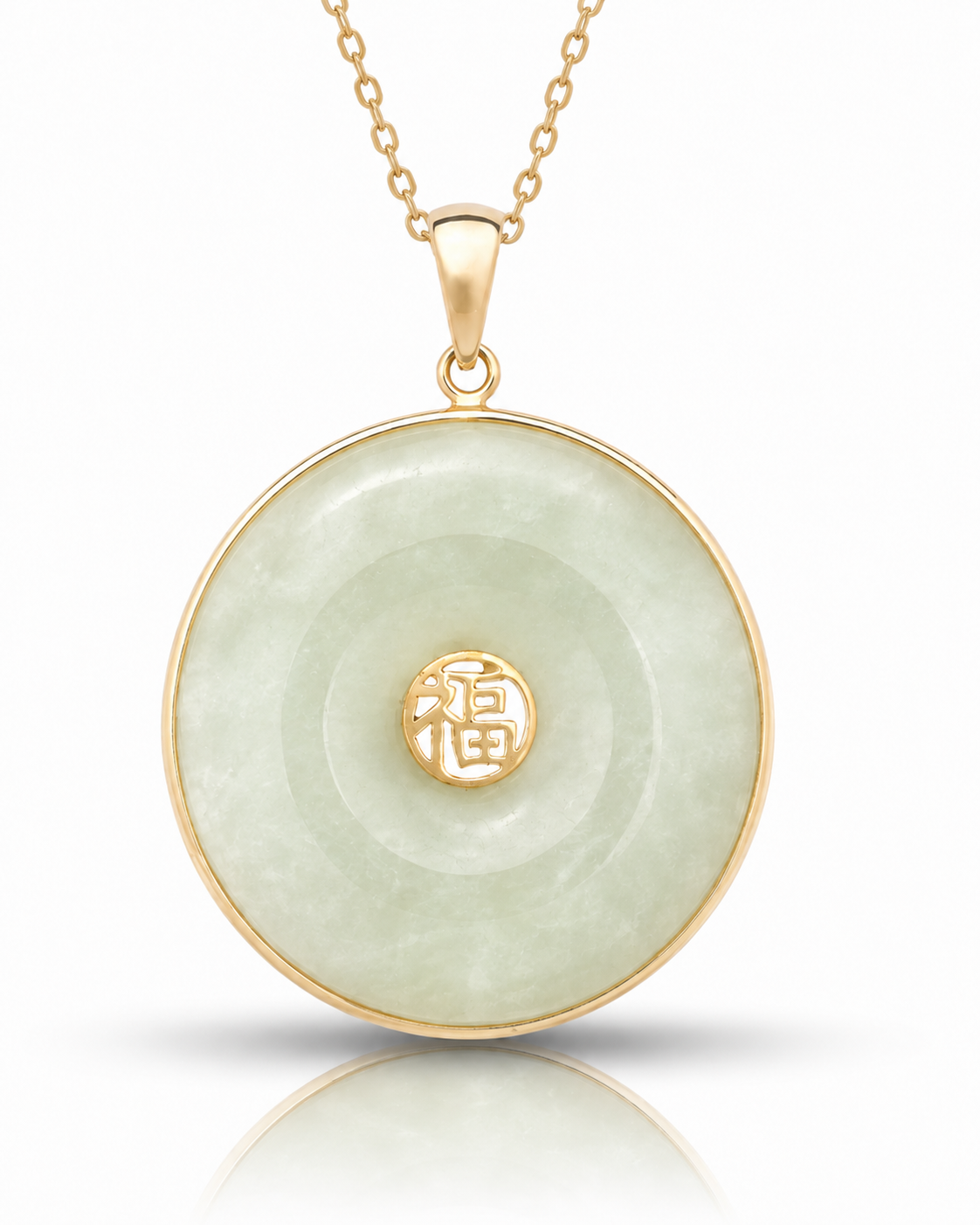 14K Gold Bordered Good Luck Donut Pendant