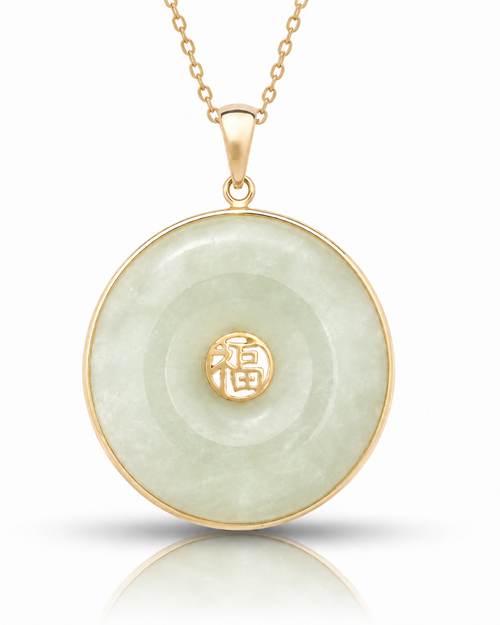 14K Gold Bordered Good Luck Donut Pendant