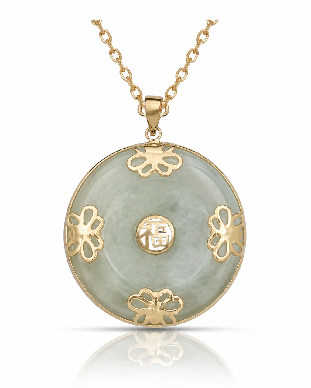 14K Gold Good Luck Butterfly Bordered Pendant