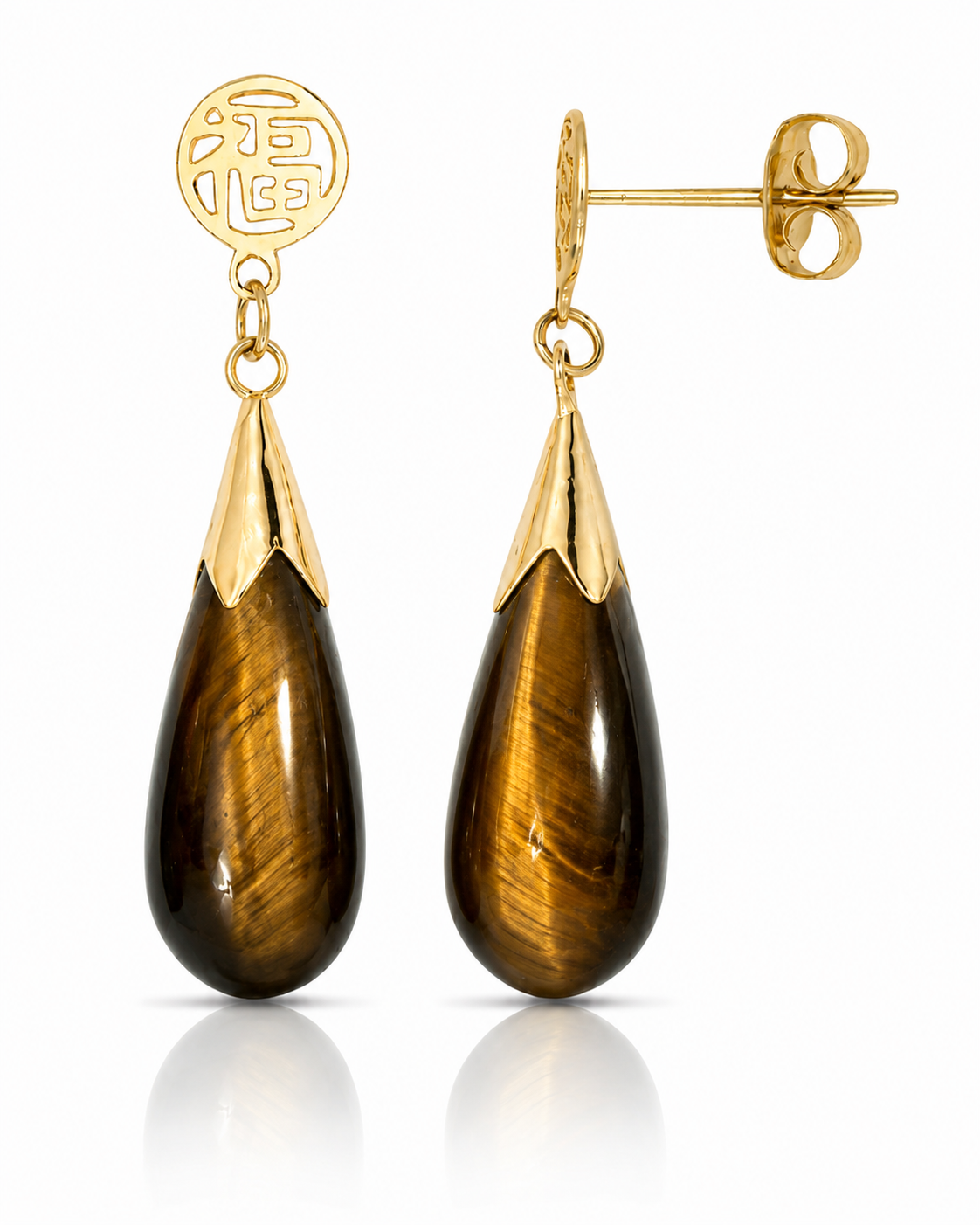14K Gold Jade Teardrop Earrings