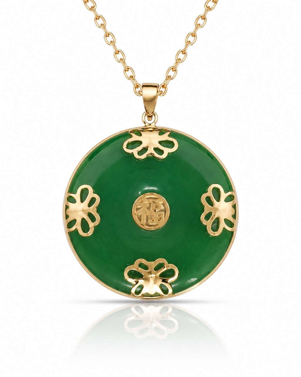 14K Gold Good Luck Butterfly Bordered Pendant