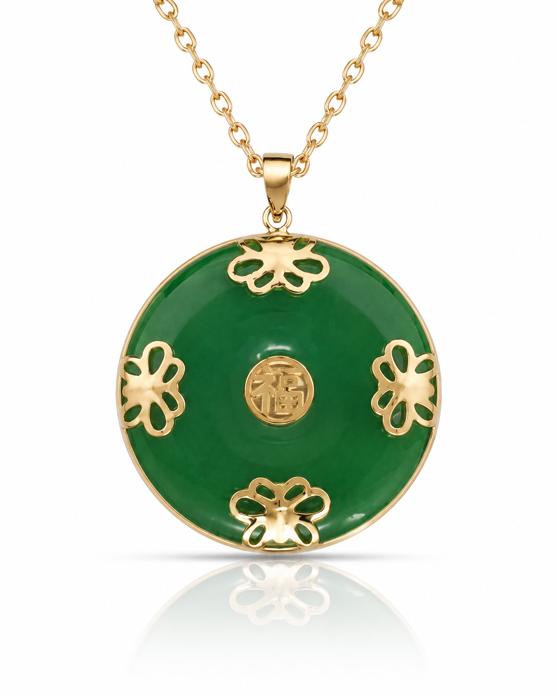 14K Gold Good Luck Butterfly Bordered Pendant