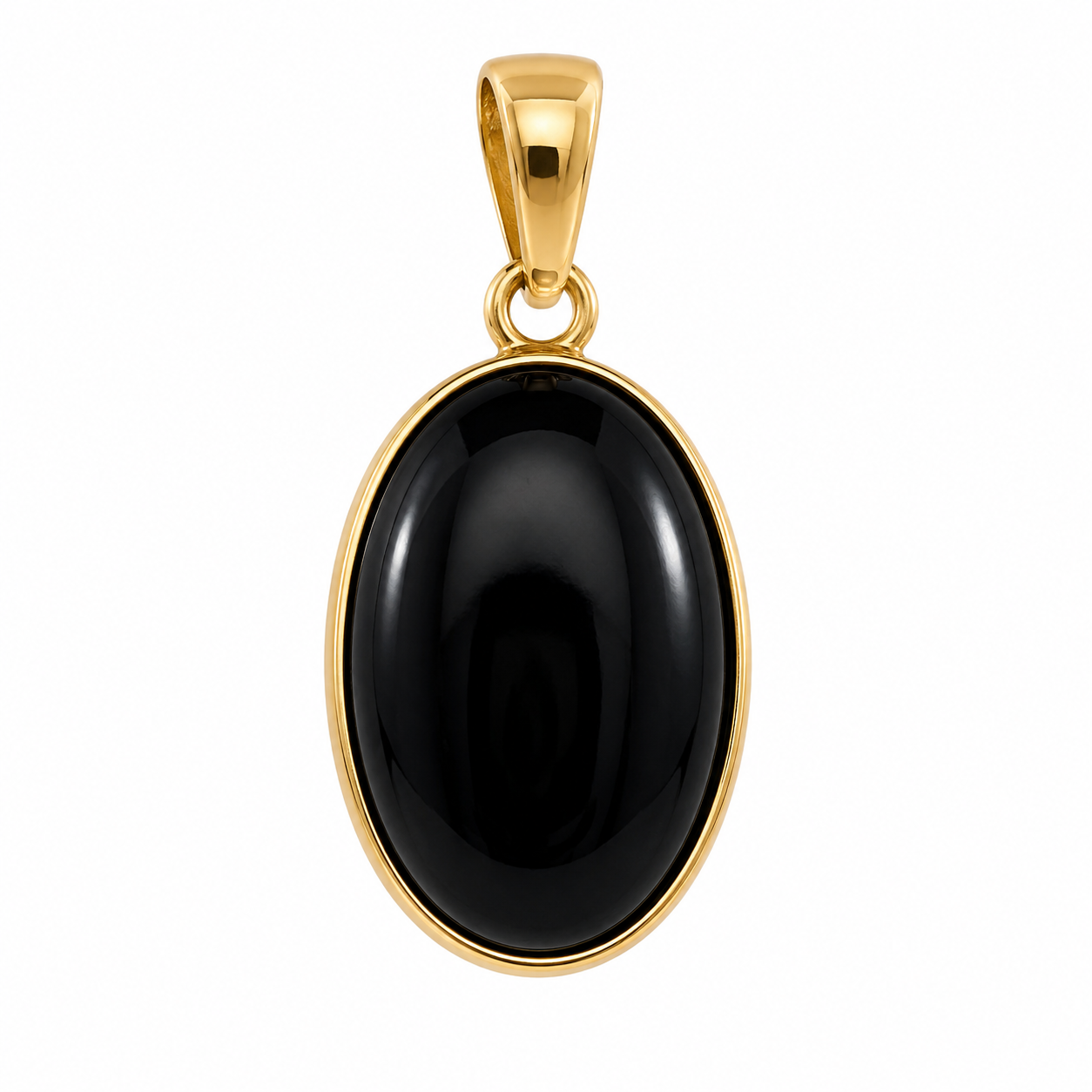 14K Small Jade Oval Bordered Pendant