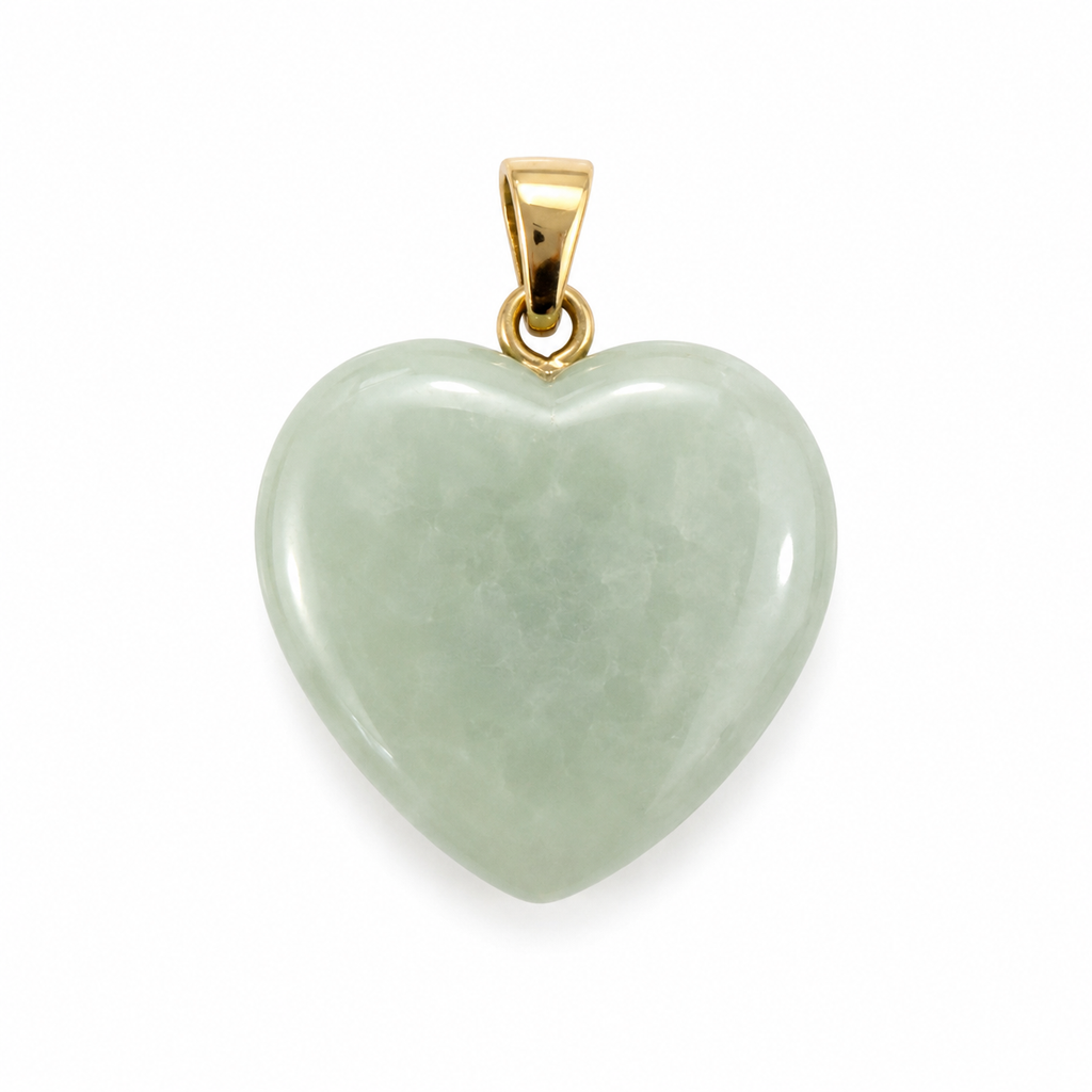 14K Jade heart pendant