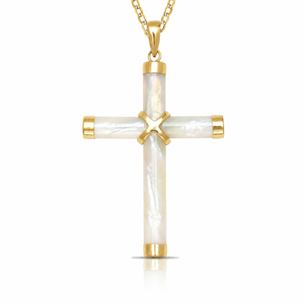 14K Gold Small Jade Cross Pendant