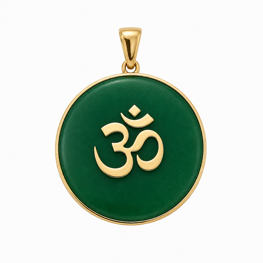 14K Gold Circle Om Pendant