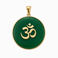 14K Gold Circle Om Pendant