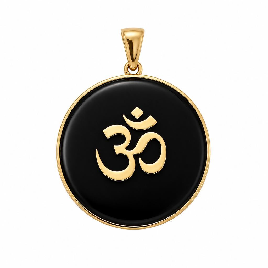14K Gold Circle Om Pendant