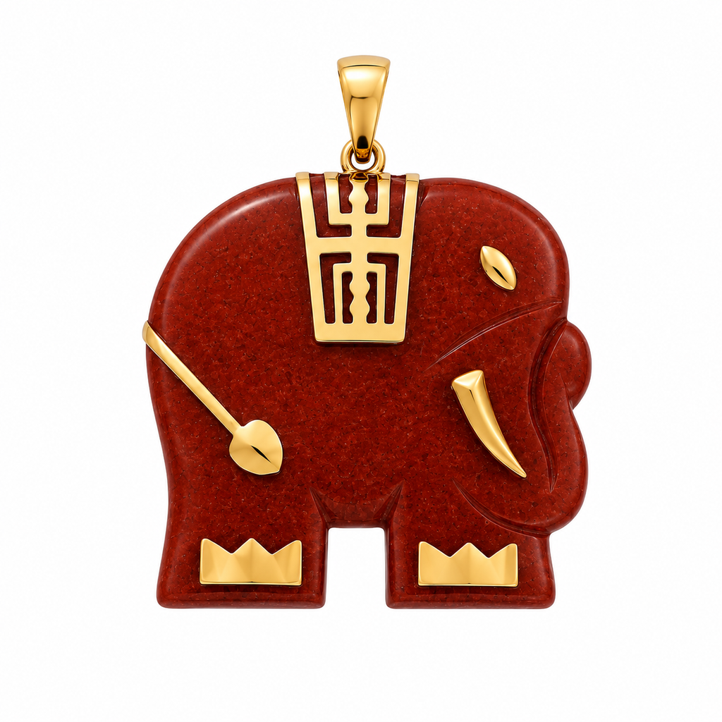 14K Gold Large Elephant Pendant