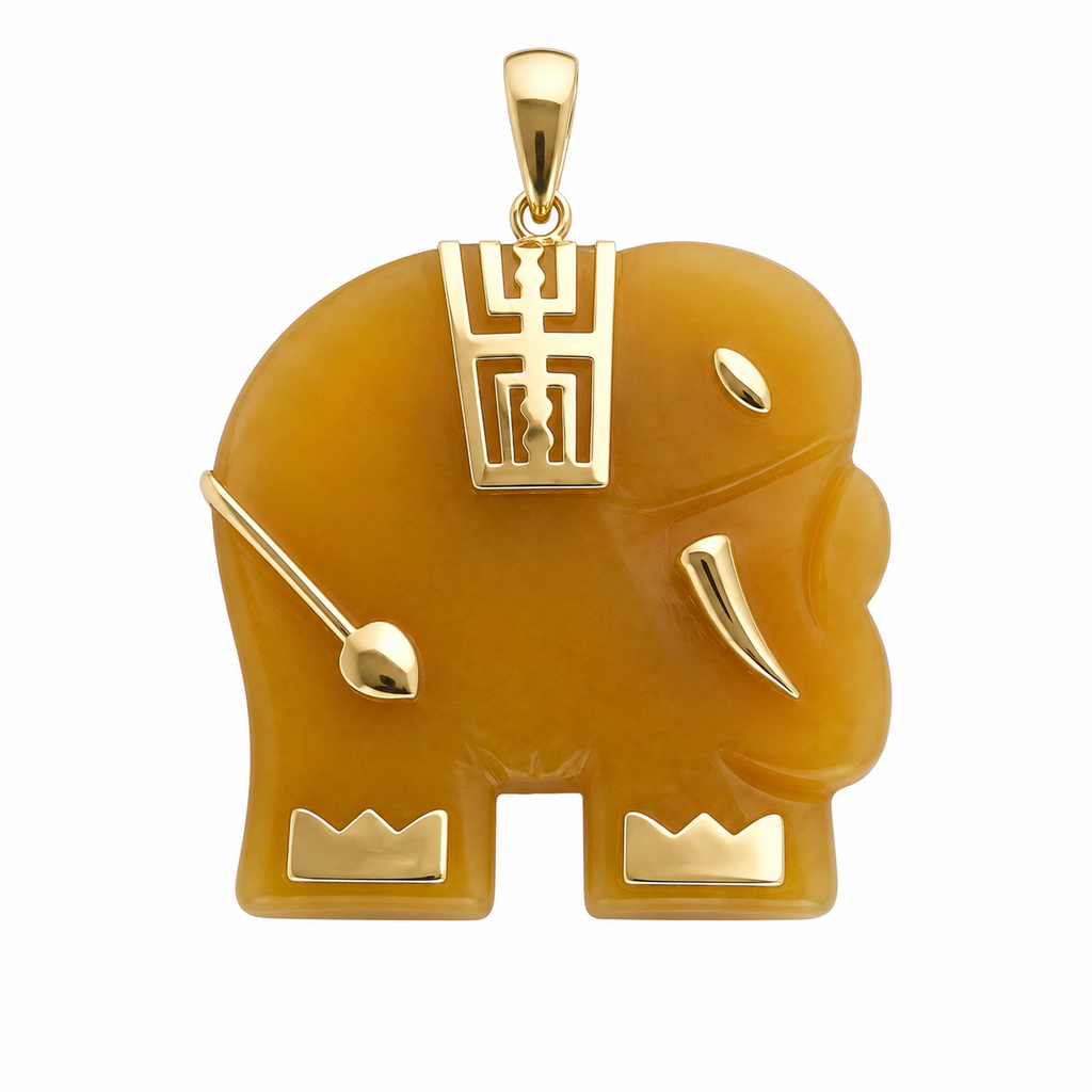 14K Gold Large Elephant Pendant