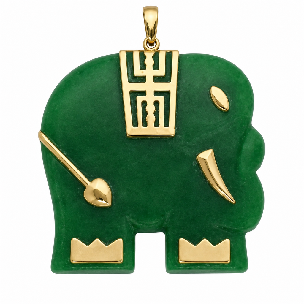 14K Gold Large Elephant Pendant