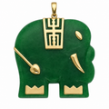 14K Gold Large Elephant Pendant