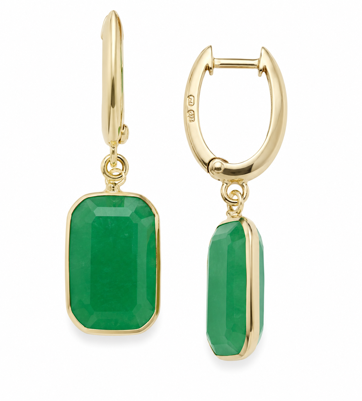 14K Gold U-Shaped Rectangle Earrings