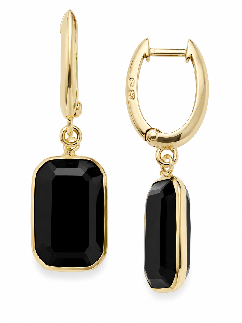 14K Gold U-Shaped Rectangle Earrings